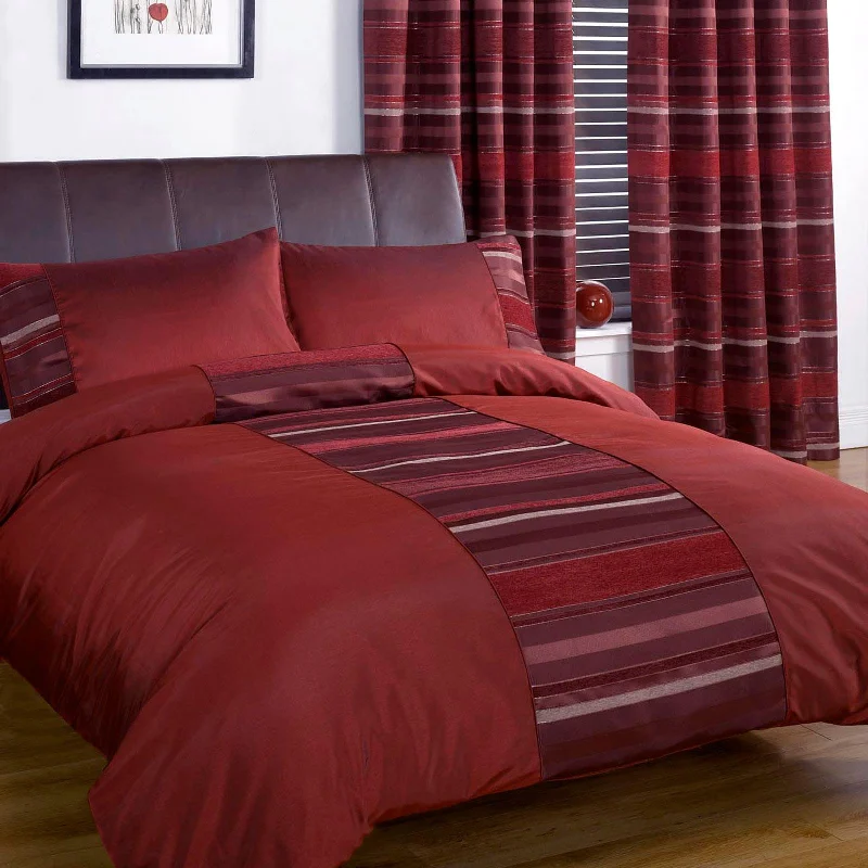 New York Faux Silk Red Duvet Cover Set