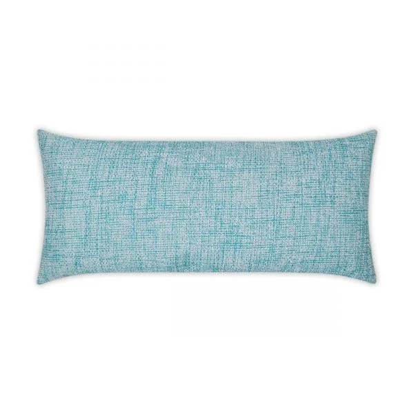 Luxury Outdoor Lumbar pillow - 22" x 12" - Double Trouble-Turquoise; Sunbrella, or equivalent, fabric with fiber fill