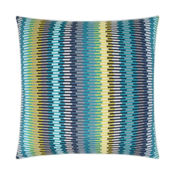 Luxury Outdoor Pillow - 22" x 22" - Sunfun Stripe-Aqua; Sunbrella, or equivalent, fabric with fiber fill