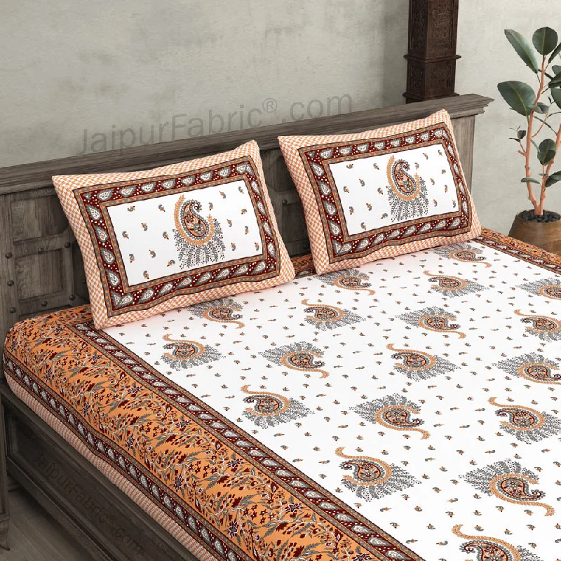 Orange Pageant Paisley Double Bedsheet