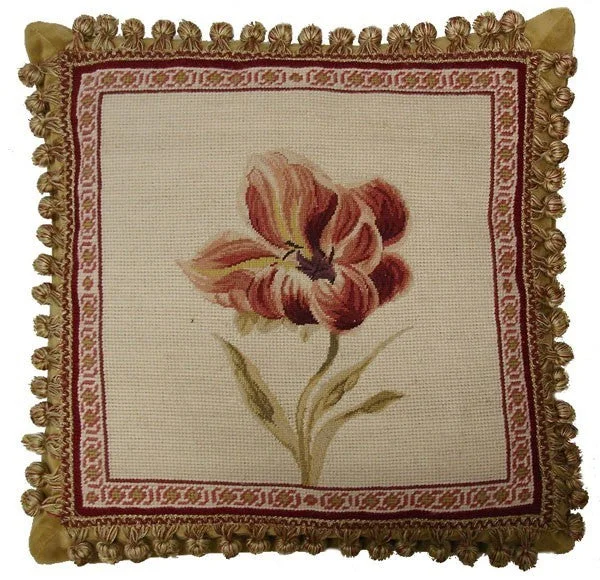 Peonie Framed - 16 x 16" needlepoint pillow