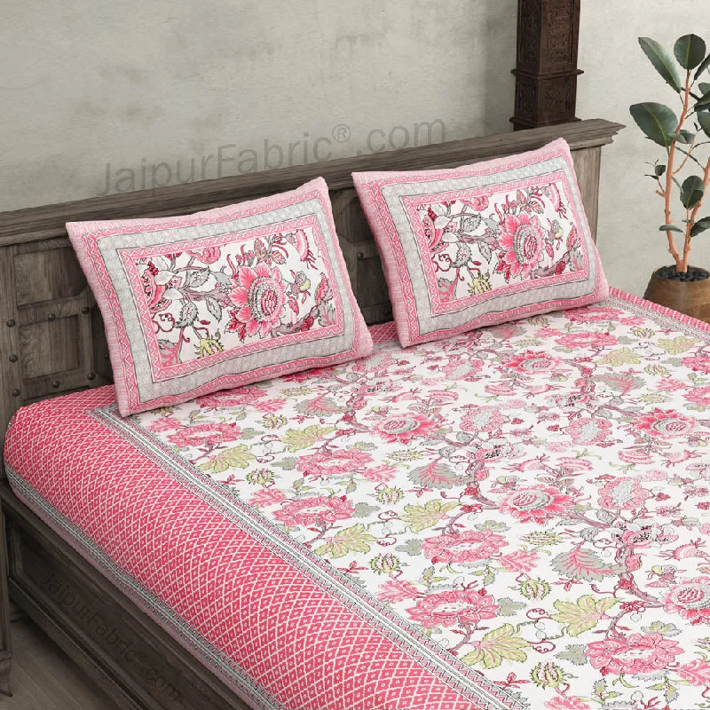 Pink Gala Flowers Double bedsheet