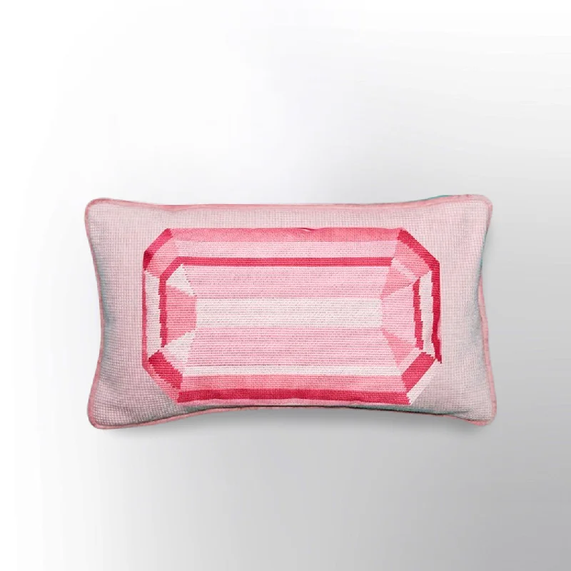 Mini Rose Quartz Embroidered Needlepoint Pillow