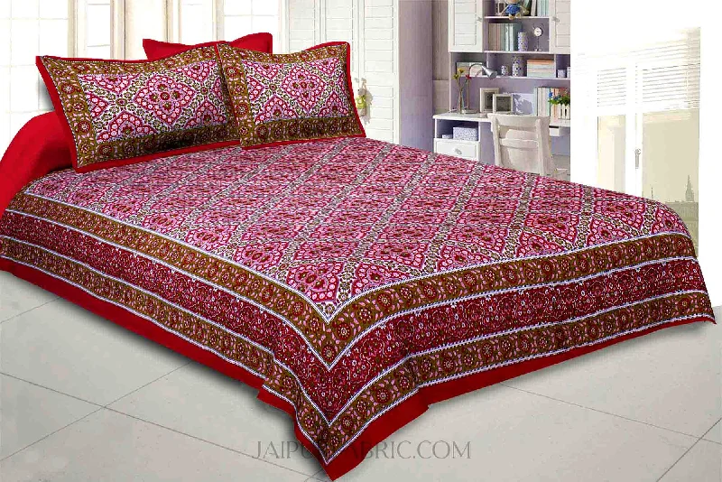 Red Kalamkari Double Bedsheet