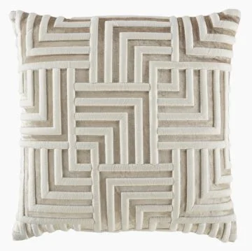 Sand Velvet/Creme Bullion Embroidered Pillow - Callisto Home