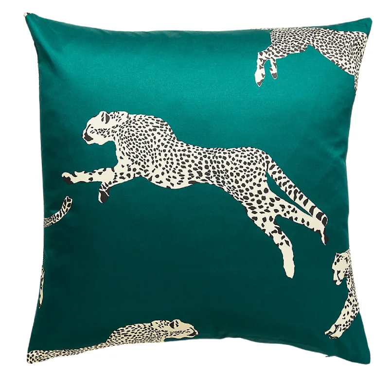 Evergreen Leaping Cheetah Throw Pillow