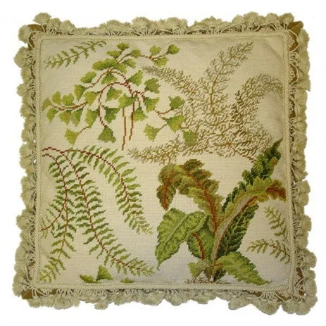 Study in Fern - 20" x 20" needlepoint pillow