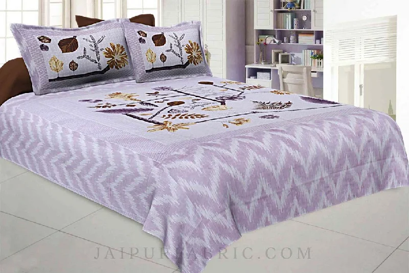 The Biome Pattern Grey Cotton Double Bedsheet