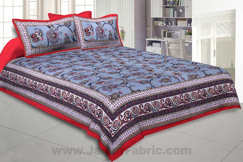 Traditional Dazzler Steel Blue Double Bedsheet