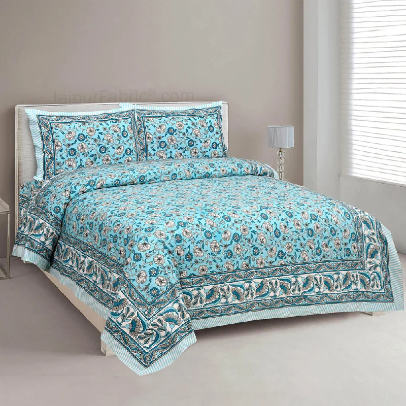 Turquoise Garden Jaipur Fabric Double Bed Sheet