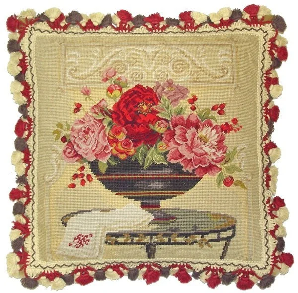 Victorian Table - 19 x 19" needlepoint pillow