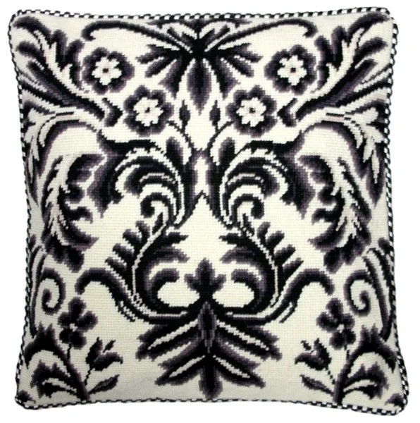 White and Black Design - 17" x 17" needlepoint pillow