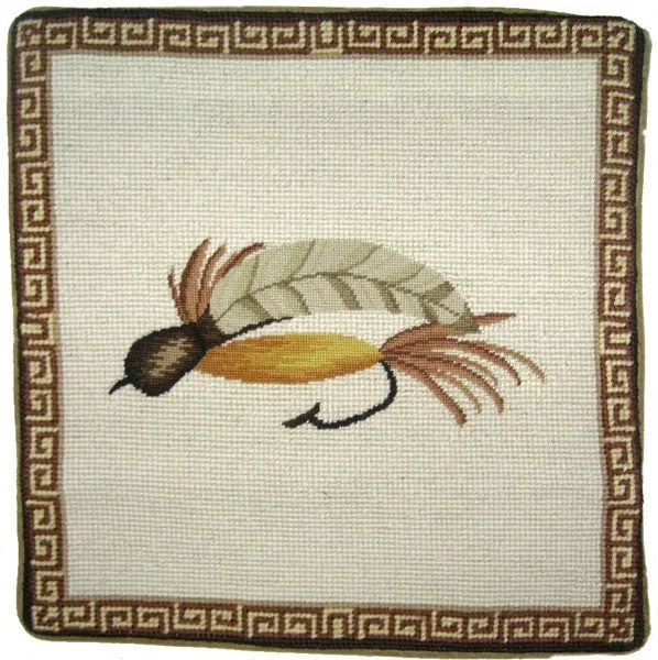 White Fly - 13" x 13" needlepoint pillow