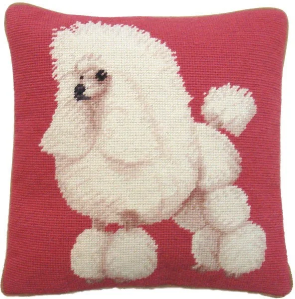 White Poodle - 13" x 13" needlepoint pillow