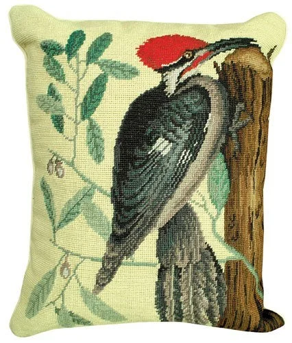 Woodpecker (Pileated) 20" x 16 needlepoint pillow