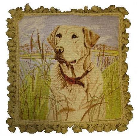 Yellow Lab - 18" x 18" needlepoint pillow