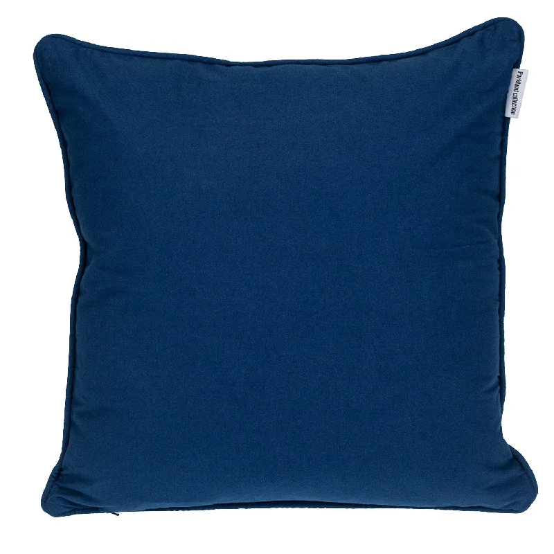 18" X 18" Blue 100% Cotton Geometric Zippered Pillow