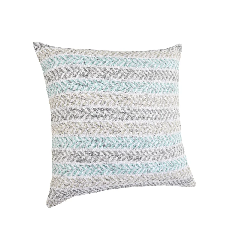 18" X 18" Green and White Chevron Cotton Zippered Pillow