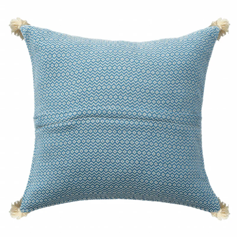 18" X 18" Light Blue 100% Cotton Geometric Zippered Pillow