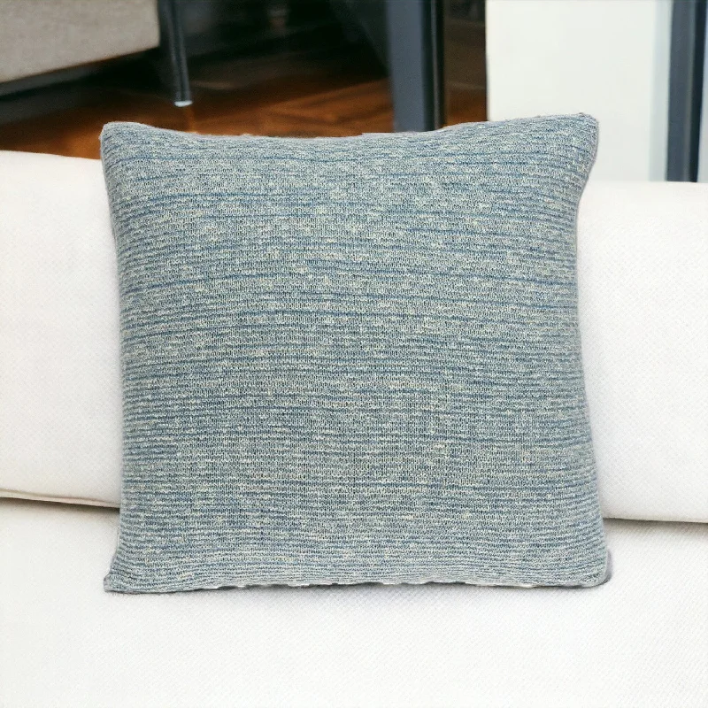 20" Aqua Teal Woven Cotton Blend Throw Pillow