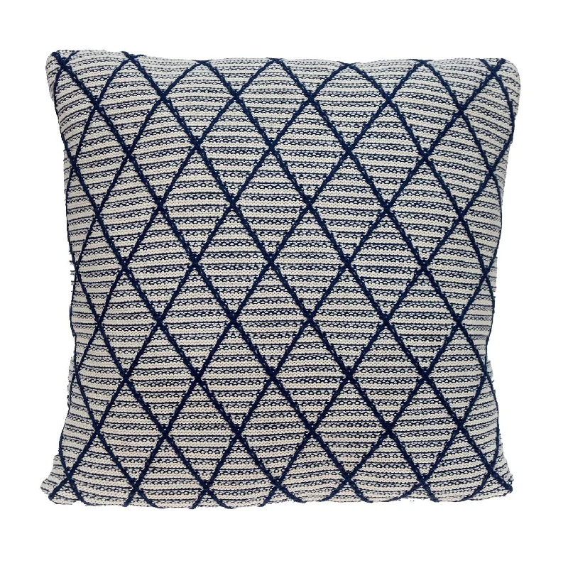 20" x 20" Blue Argyle Transitional Accent Throw Pillow