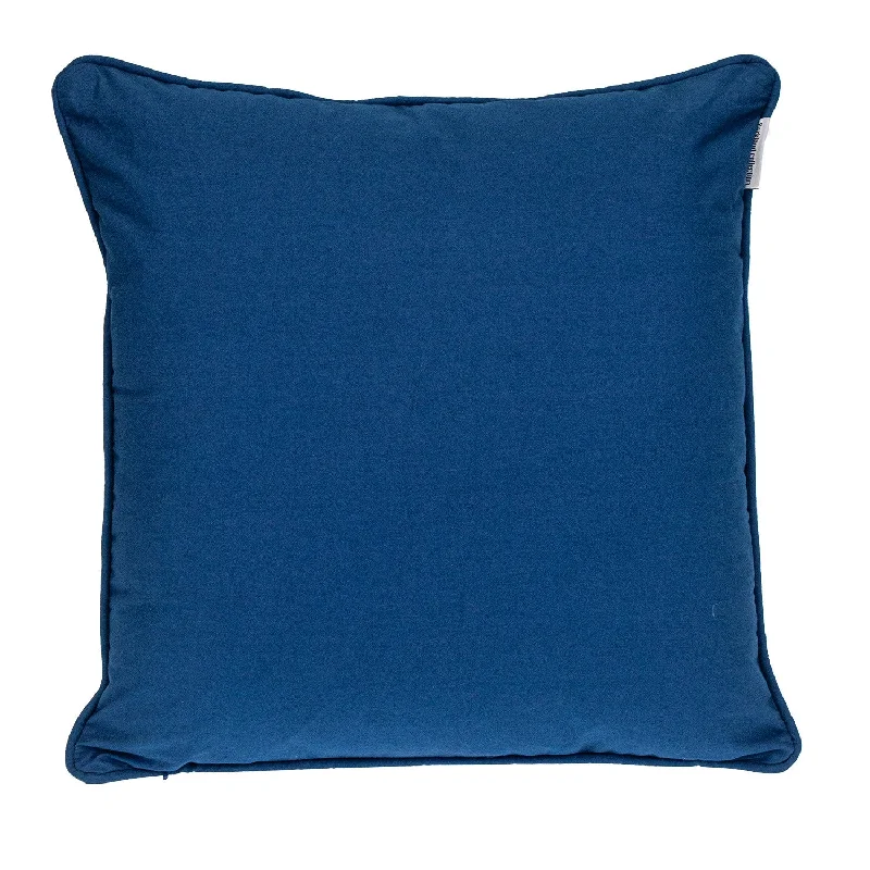 20" X 20" Blue Geometric Cotton Zippered Pillow