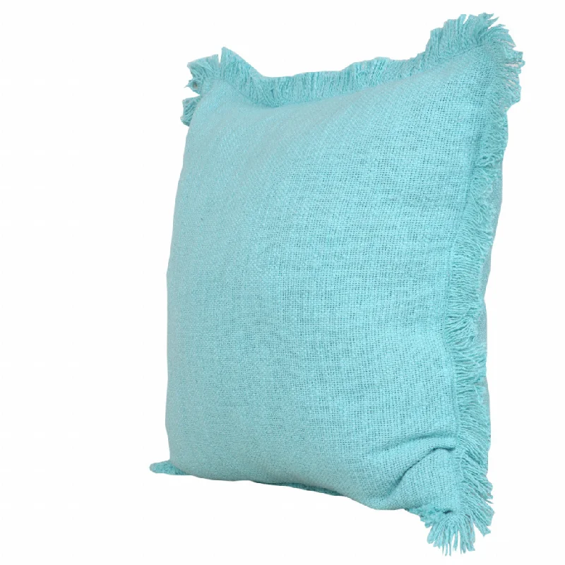 20" X 20" Bright Blue 100% Cotton Zippered Pillow