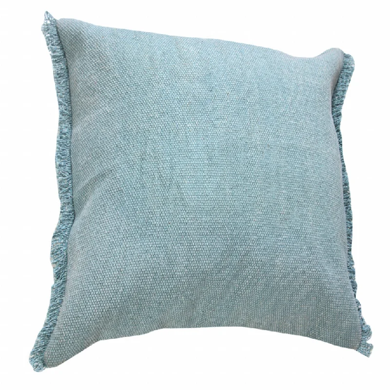 20" X 20" Corydalis Blue And Light Blue 100% Cotton Zippered Pillow