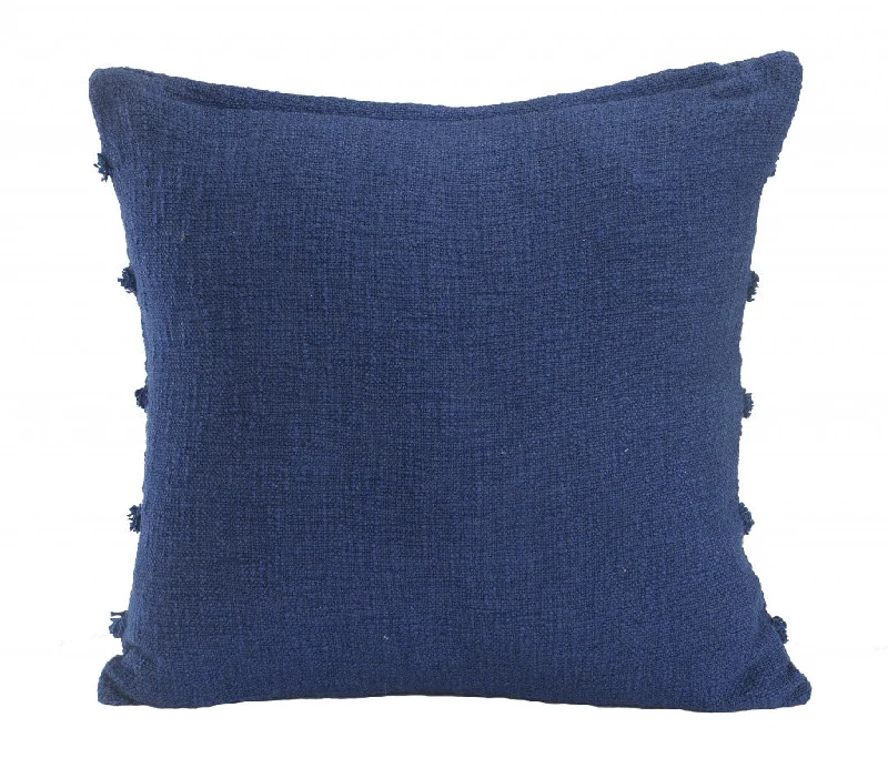 20" X 20" Deep Blue 100% Cotton Zippered Pillow