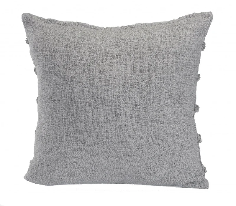 20" X 20" Gray 100% Cotton Zippered Pillow