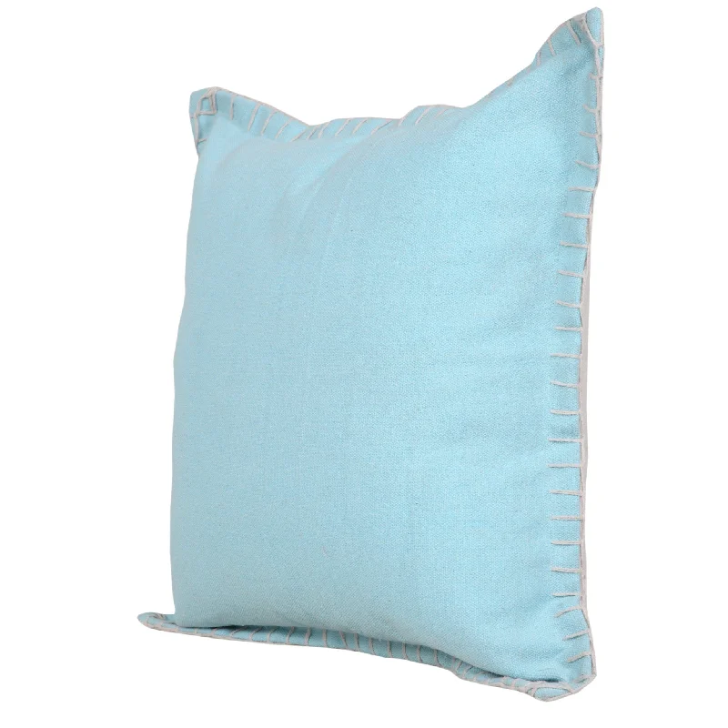 20" X 20" Light Blue 100% Cotton Zippered Pillow