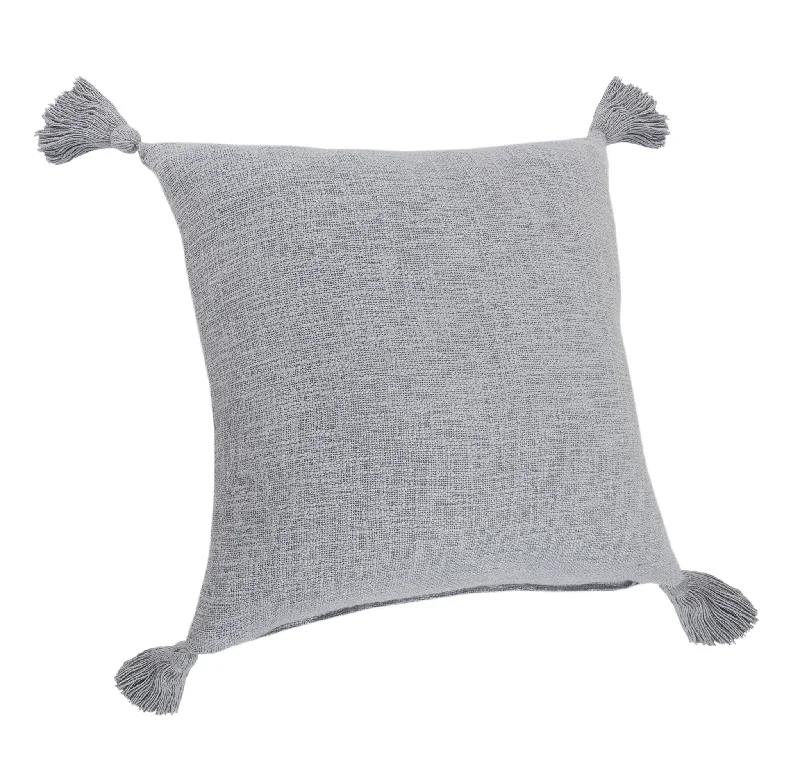 20" X 20" Light Gray 100% Cotton Zippered Pillow