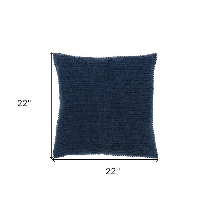 22" Navy Blue Cotton Pillow