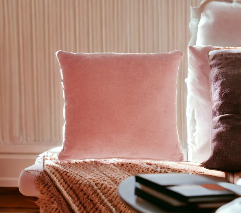 5" X 16" Pink Velvet Zippered Pillow