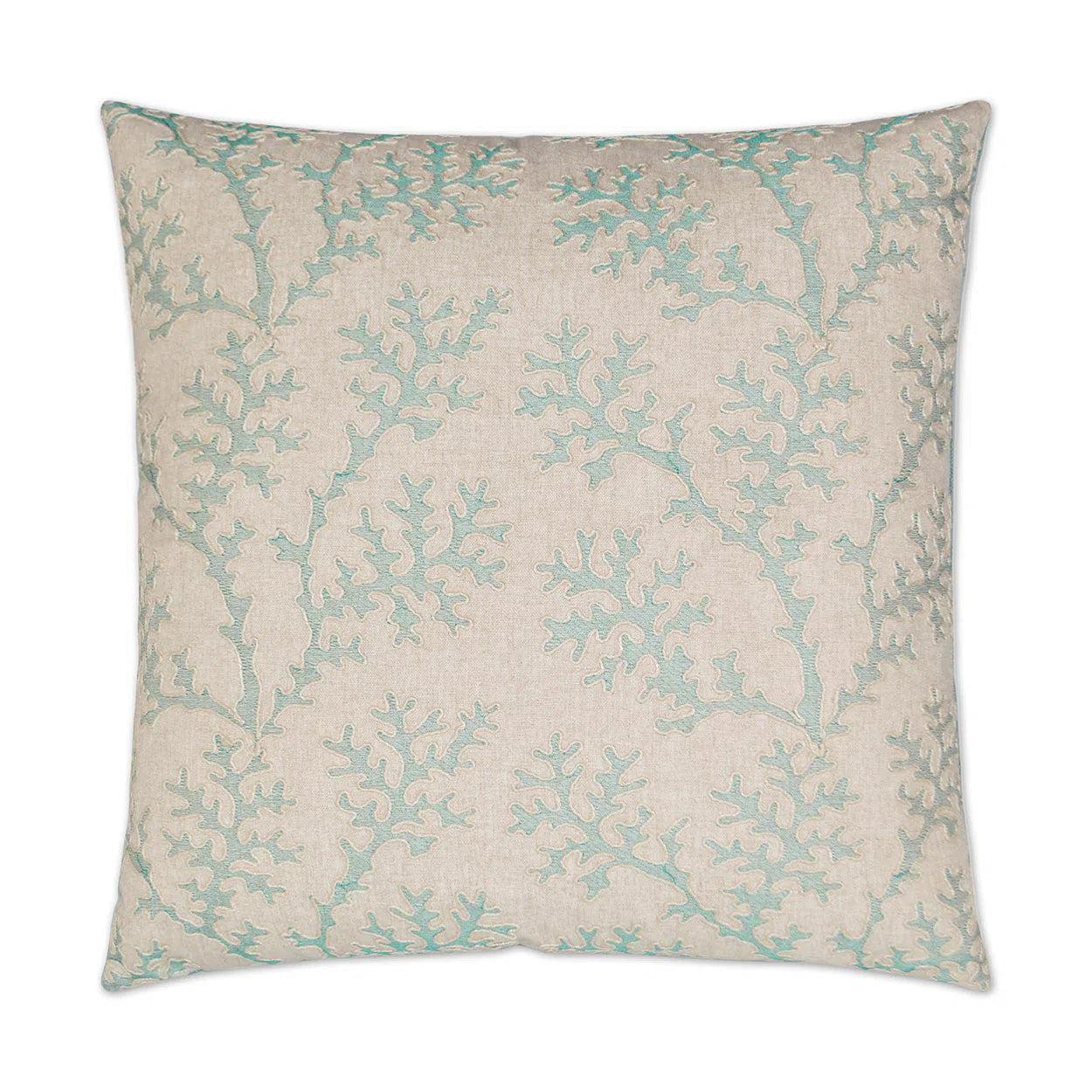 Coral Gardens Aqua Grey Throw Pillow With Insert