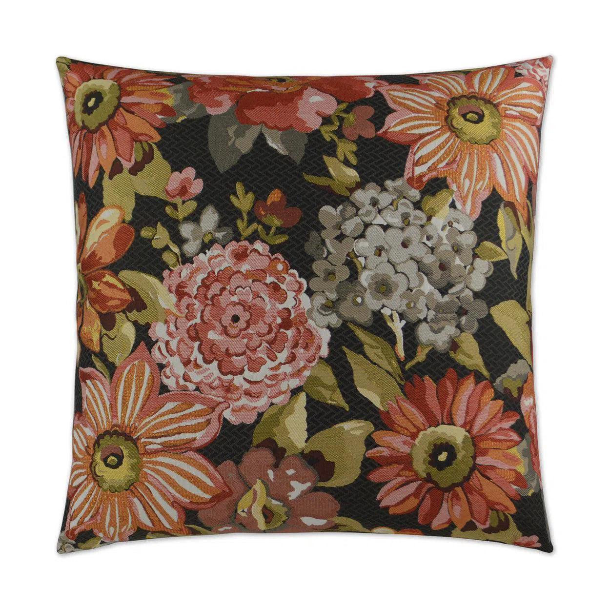 Geranium Charcoal Multi Color Throw Pillow With Insert