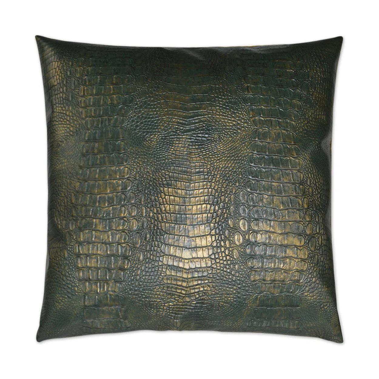 Gilded Gator Emerald Black Throw Pillow With Insert