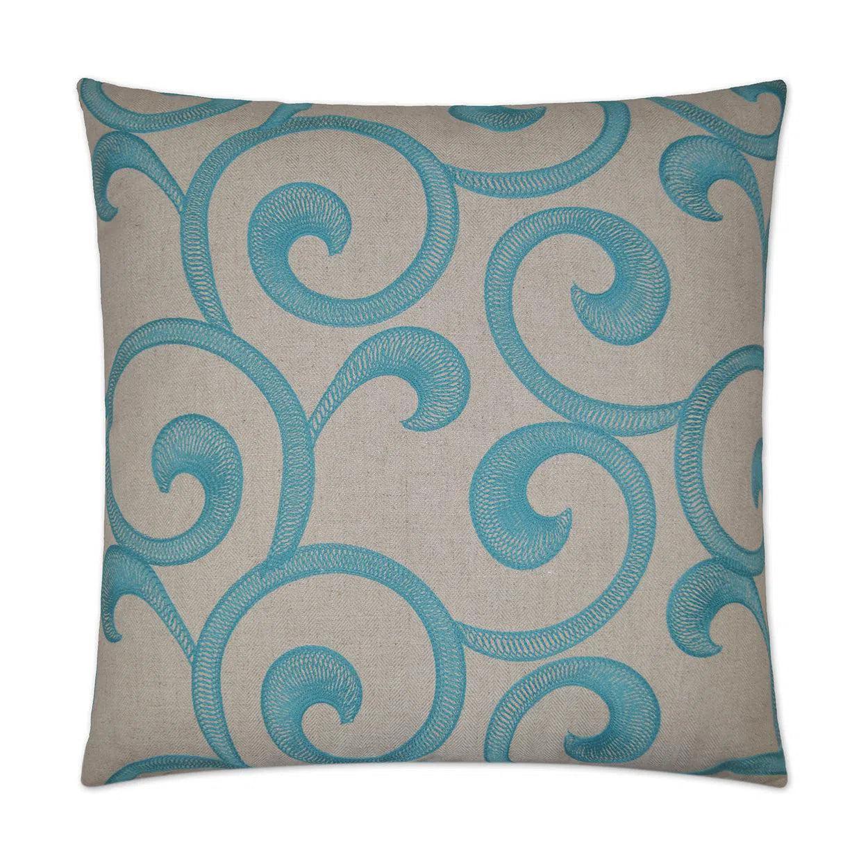 Hampton Scroll Blue Throw Pillow With Insert