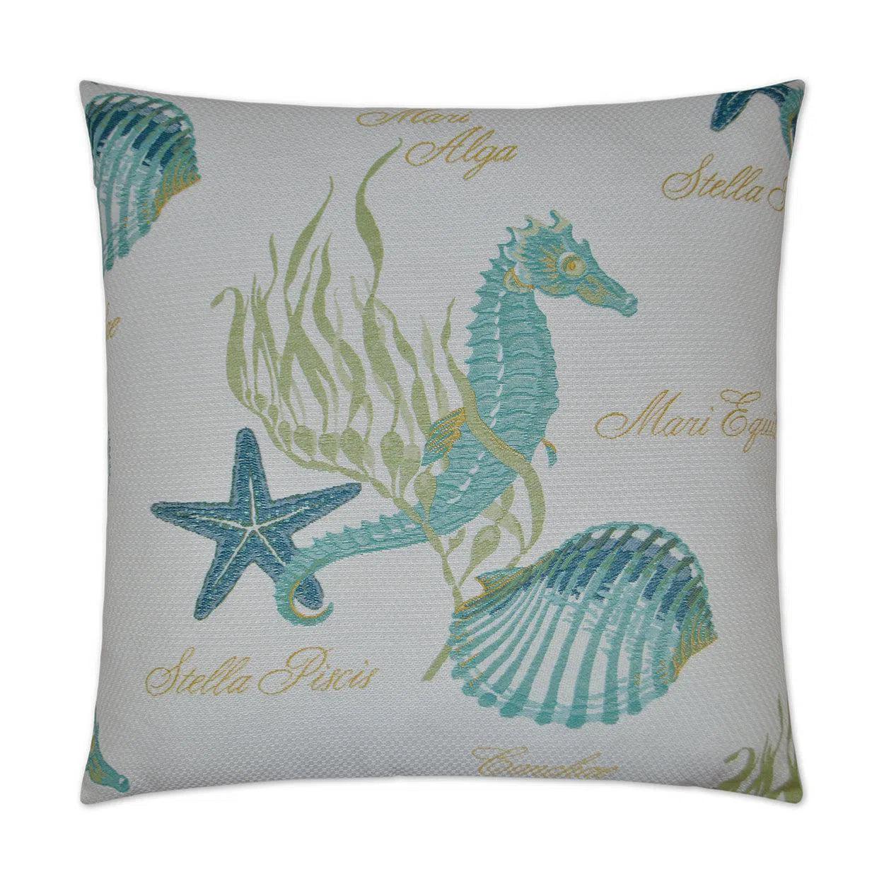 Hippocampus Blue Throw Pillow With Insert