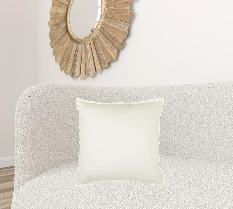 Ivory Solid Light Textured Modern Throw Pillow