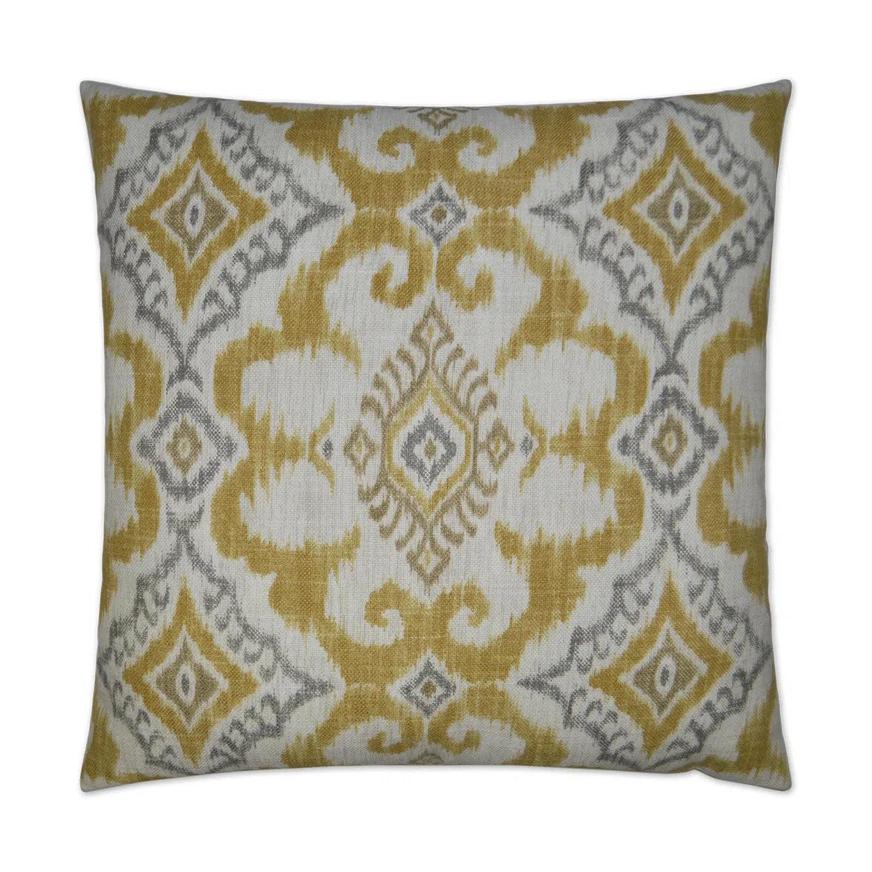 Kantha Yellow Throw Pillow With Insert