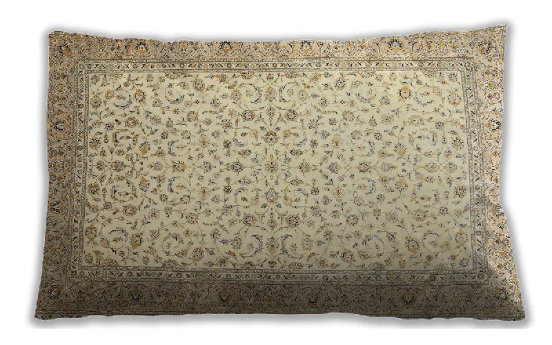 Traditional Classic Indoor Outdoor Rectangular Khaki Gold Lumbar Throw Pillow, 13 inch by 19 inch, lbtr1035