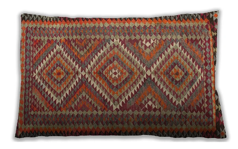 Traditional Classic Indoor Outdoor Rectangular Orange Brown Lumbar Throw Pillow, 13 inch by 19 inch, lbtr1350