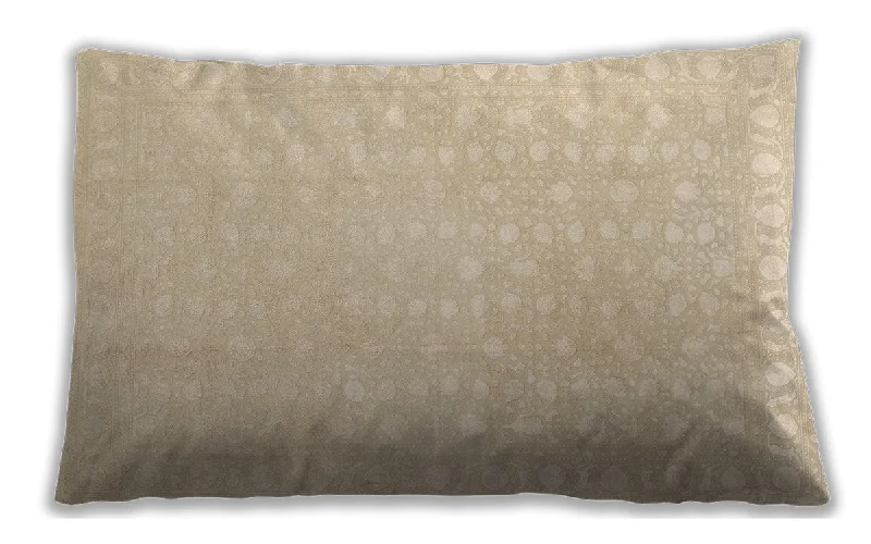 Traditional Classic Indoor Outdoor Rectangular Khaki Gold Lumbar Throw Pillow, 13 inch by 19 inch, lbtr2098