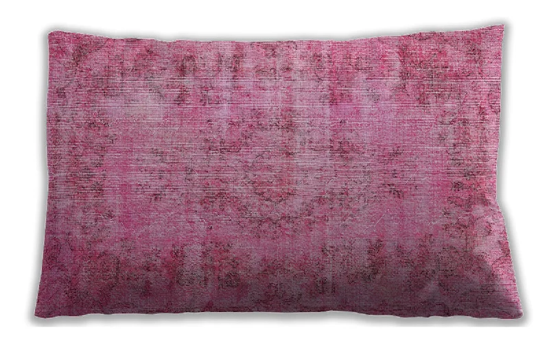 Traditional Classic Indoor Outdoor Rectangular Hot Pink Lumbar Throw Pillow, 13 inch by 19 inch, lbtr3307