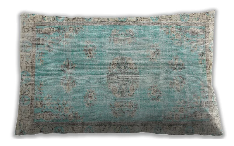 Traditional Classic Indoor Outdoor Rectangular Magic Mint Green Lumbar Throw Pillow, 13 inch by 19 inch, lbtr3623