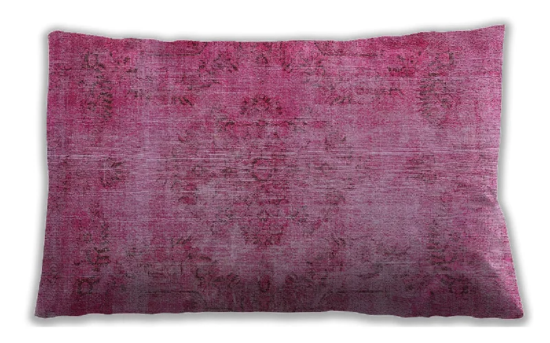 Traditional Classic Indoor Outdoor Rectangular Hot Pink Lumbar Throw Pillow, 13 inch by 19 inch, lbtr4146