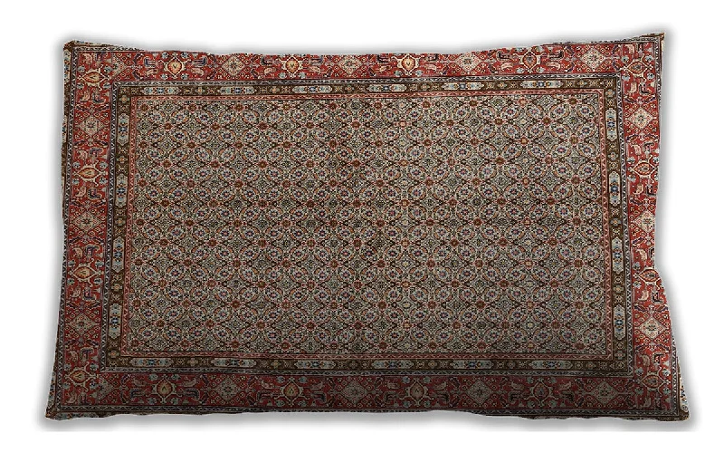 Traditional Classic Indoor Outdoor Rectangular Light French Beige Brown Lumbar Throw Pillow, 13 inch by 19 inch, lbtr954