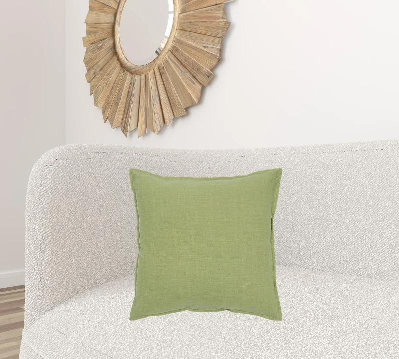 Lime Green Flange Edged Modern Throw Pillow