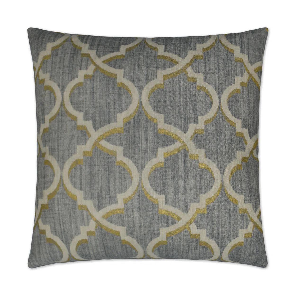 Lustrous Lattice Graphite Grey Throw Pillow With Insert